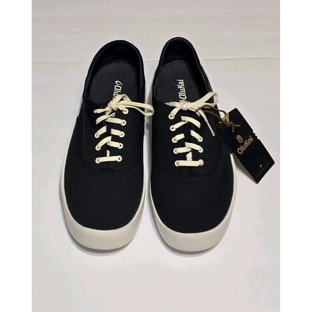Olukai Tradewind Men's 12 Canvas Shoes Lace Up Boat Beach Sneakers Lava Rock NWT